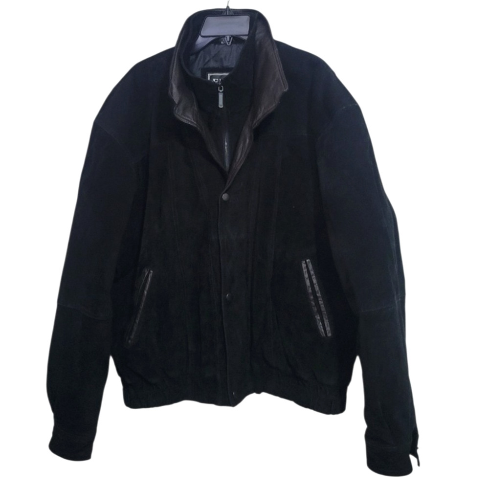 EMC Ventage Suede Leather Men Pockets Jacket Full Zip Size XL